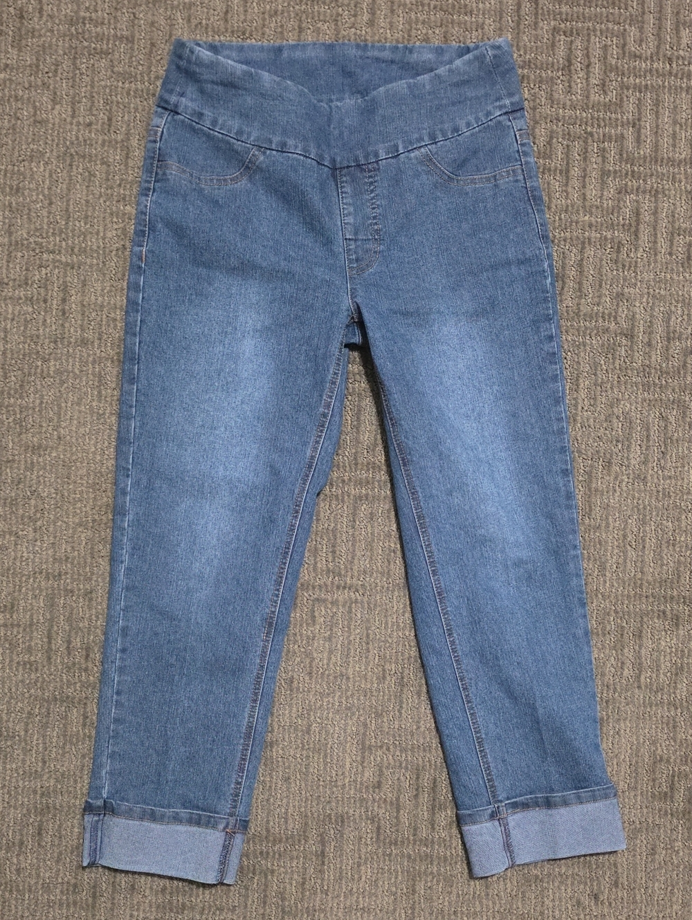 Multiples Slim Sation Medium Blue Pull-On Cropped Jeans